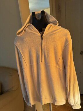 Urban Outfitters Out From Under cream terry cloth half-zip hoodie pullover.